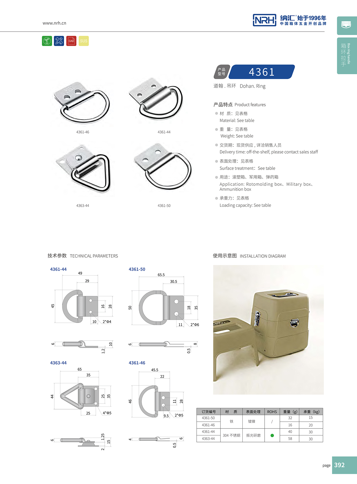 粉色视频WWW在线观看下载/NRH 滚塑箱吊环 4361-44